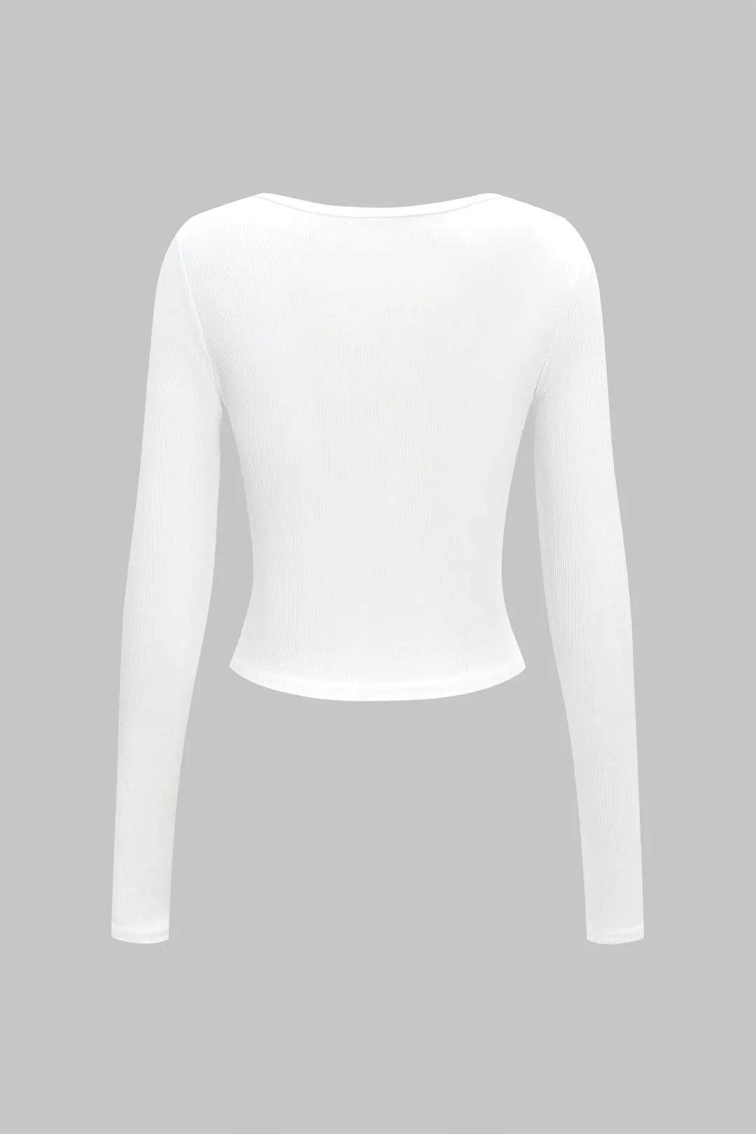 Square Neck Rhinestone Decor Long Sleeve T-Shirt sold by Micas product image thumbnail 2