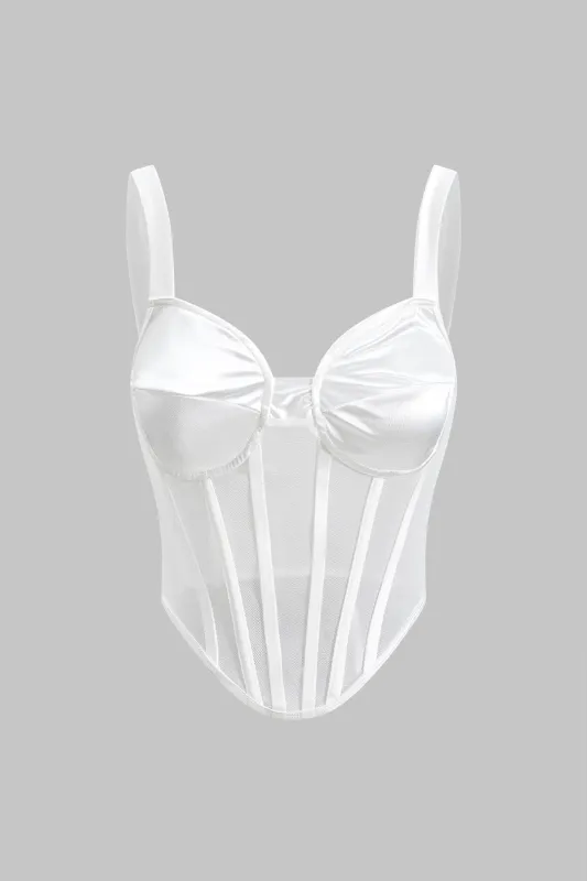 Satin Mesh Patchwork Slip Cami Top sold by Micas