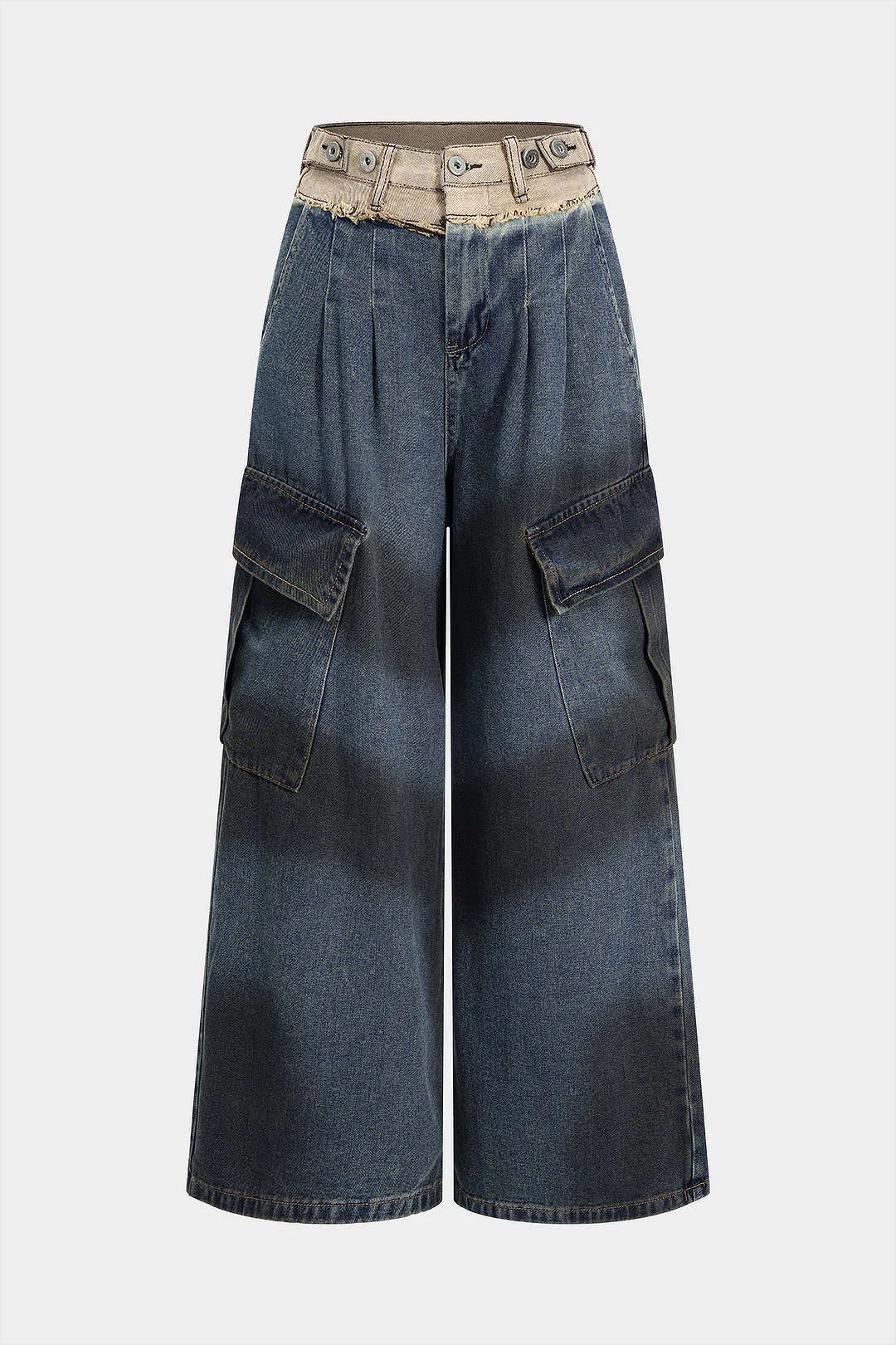 Denim Contrast Pocket High Waist Jeans sold by Micas
