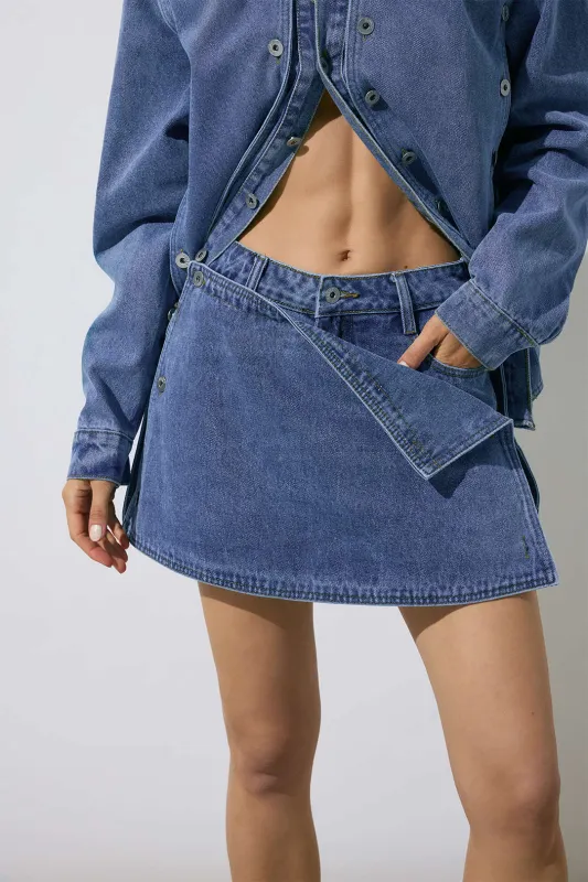 Denim Button Mini Skirt sold by Micas