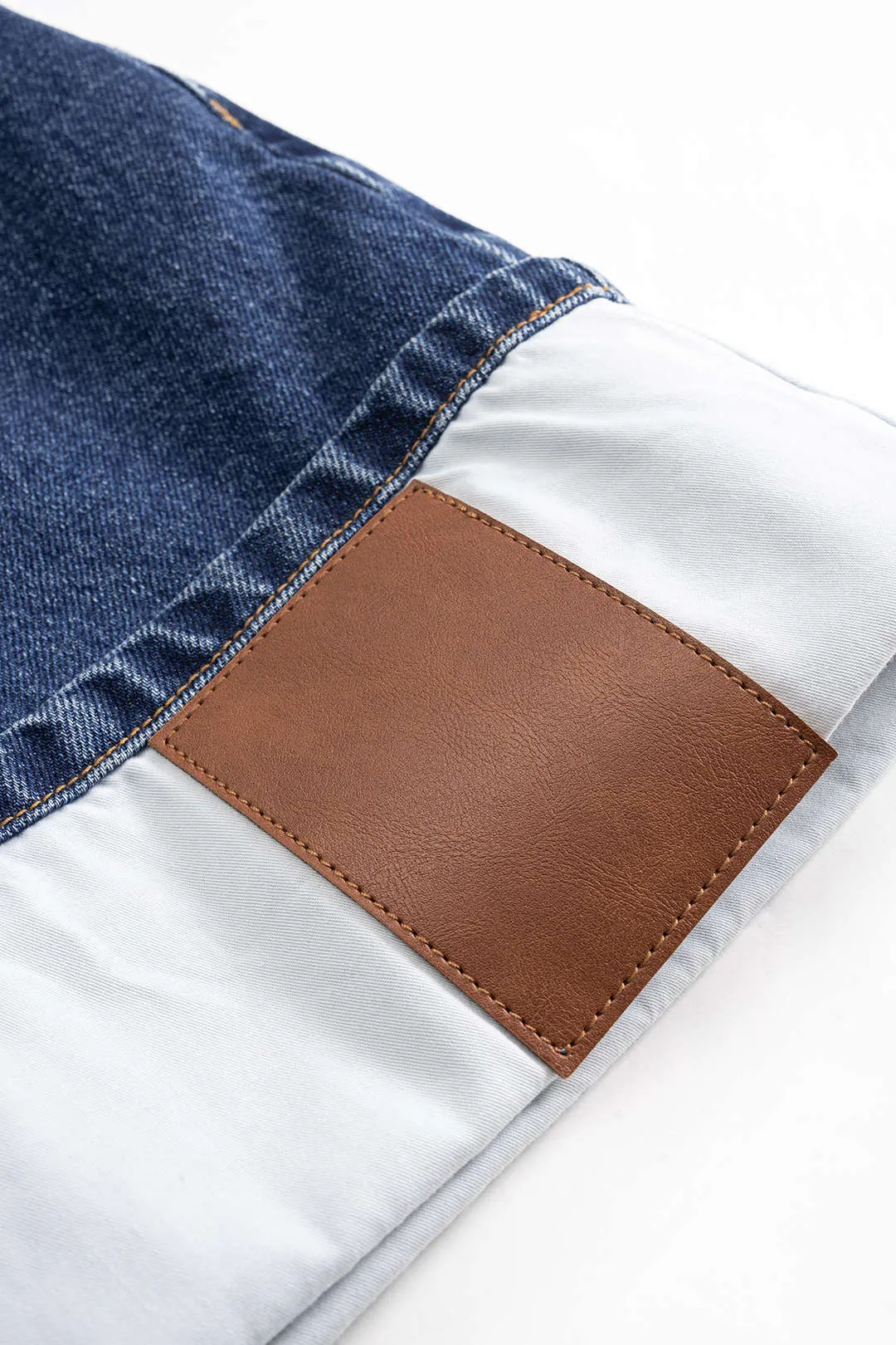 Plus Size Denim Patchwork Zipper Mini Skirt sold by Micas product image thumbnail 4