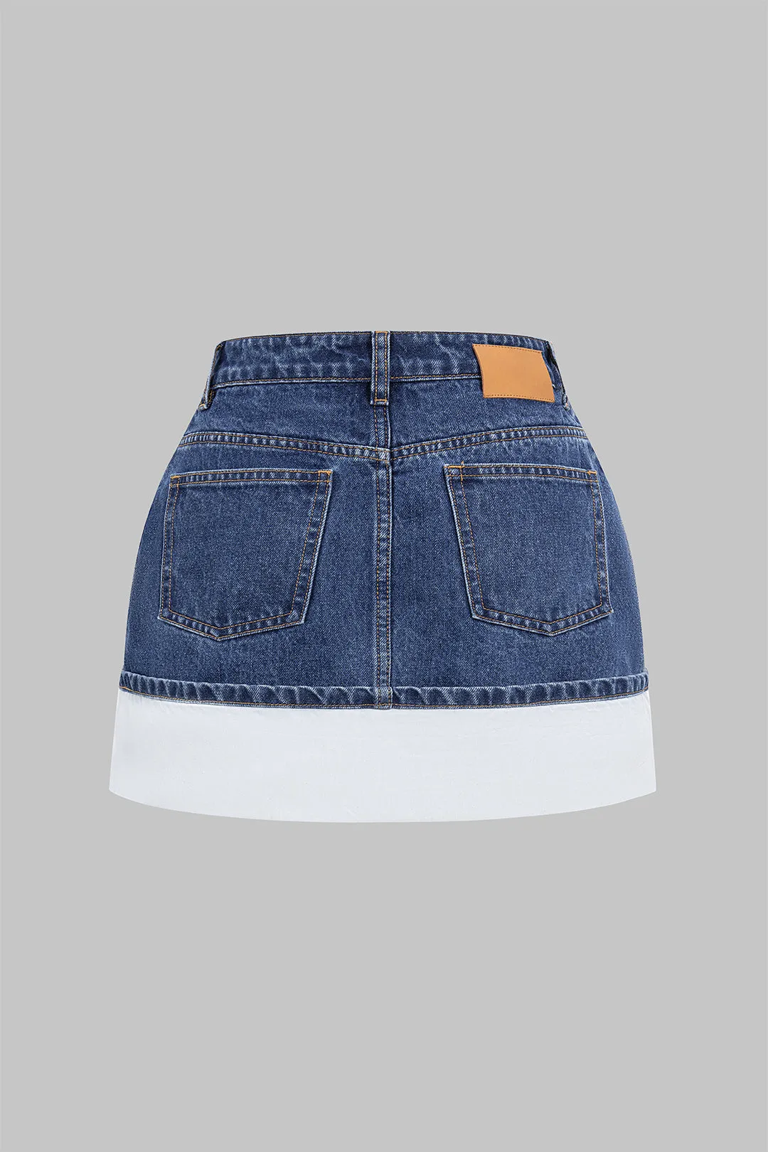 Plus Size Denim Patchwork Zipper Mini Skirt sold by Micas product image thumbnail 2