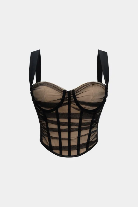 Patchwork Mesh Cami Top sold by Micas