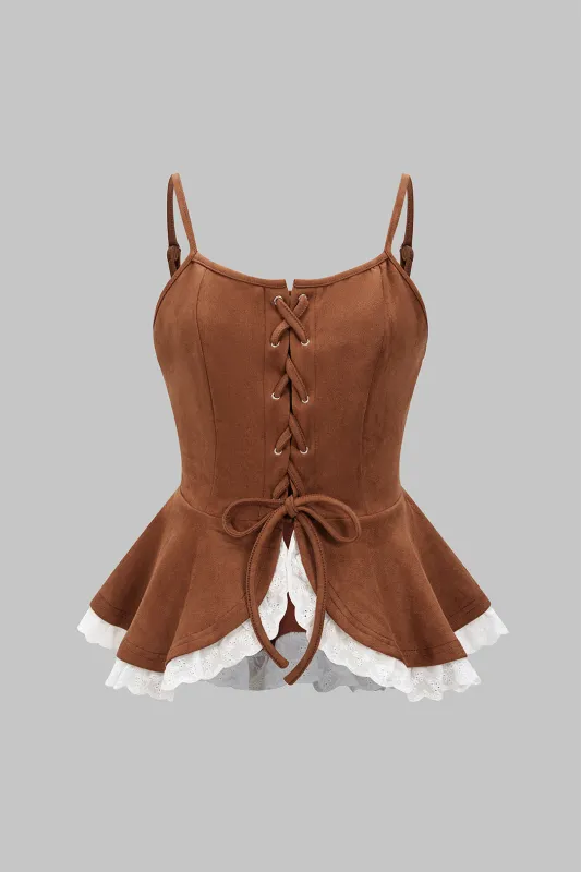 Tie-Up Ruffle Hem Cami Top sold by Micas