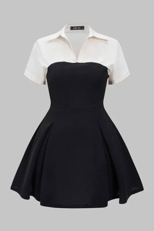 Plus Size Patchwork Short Sleeve Mini Dress sold by Micas