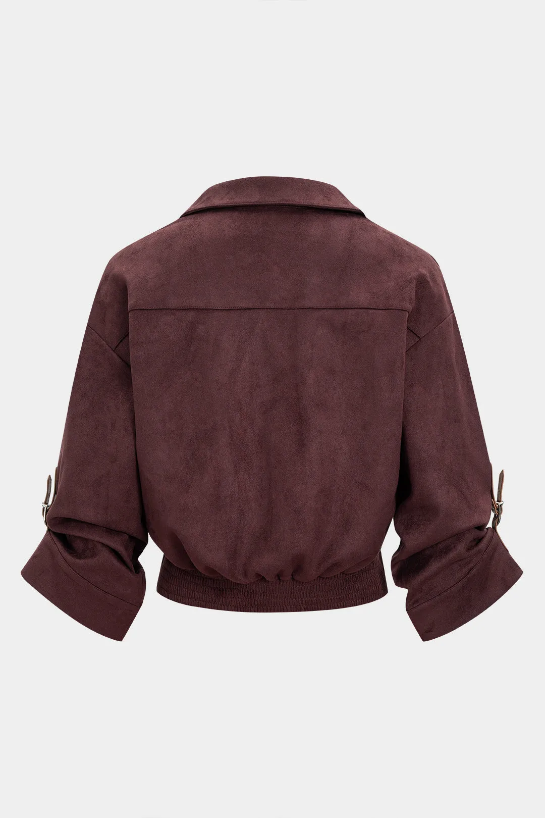 Suede Button Ruched V-Neck Long-Sleeve Shirt sold by Micas product image thumbnail 2