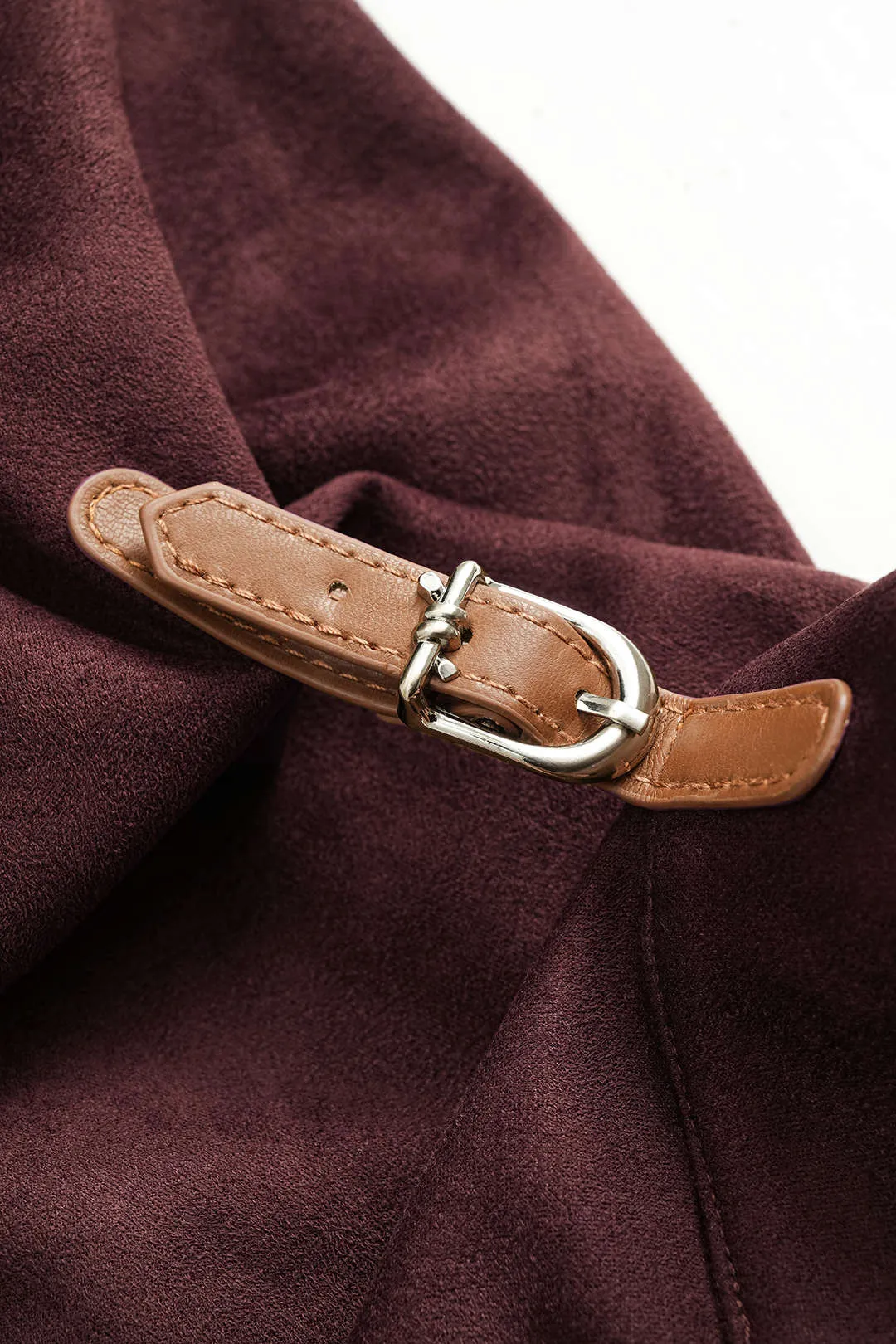 Suede Button Ruched V-Neck Long-Sleeve Shirt sold by Micas product image thumbnail 4