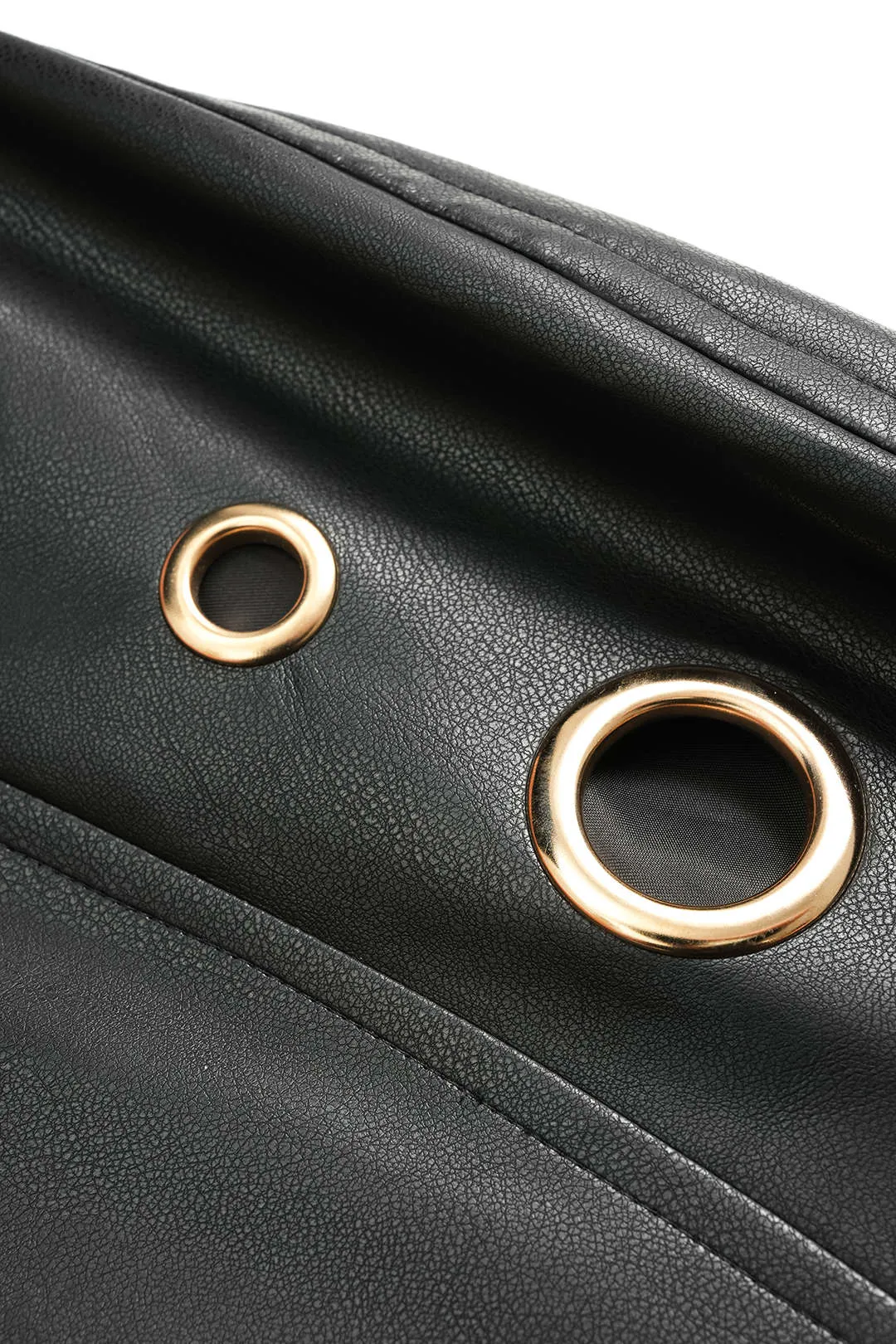 Faux Leather Button Metallic Hollow Out Ring Jacket sold by Micas product image thumbnail 3