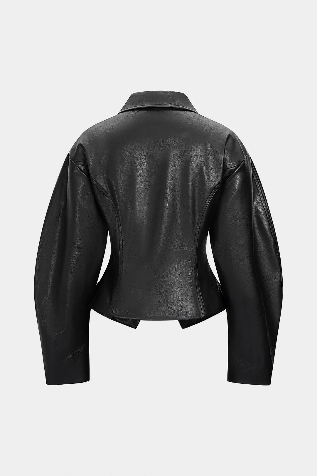 Faux Leather Button Metallic Hollow Out Ring Jacket sold by Micas product image thumbnail 2