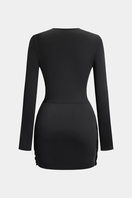 Metallic Decor Cut Out Long Sleeve Mini Dress sold by Micas