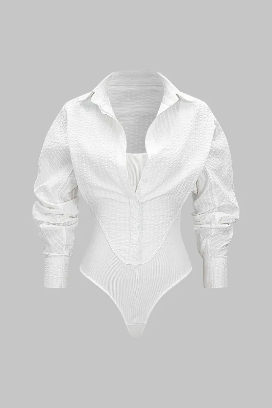 Button Detail Cut Out Long Sleeve Bodysuit sold by Micas