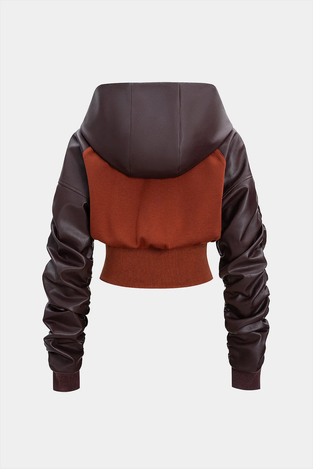 Faux Leather Patchwork Hoodie sold by Micas product image thumbnail 2