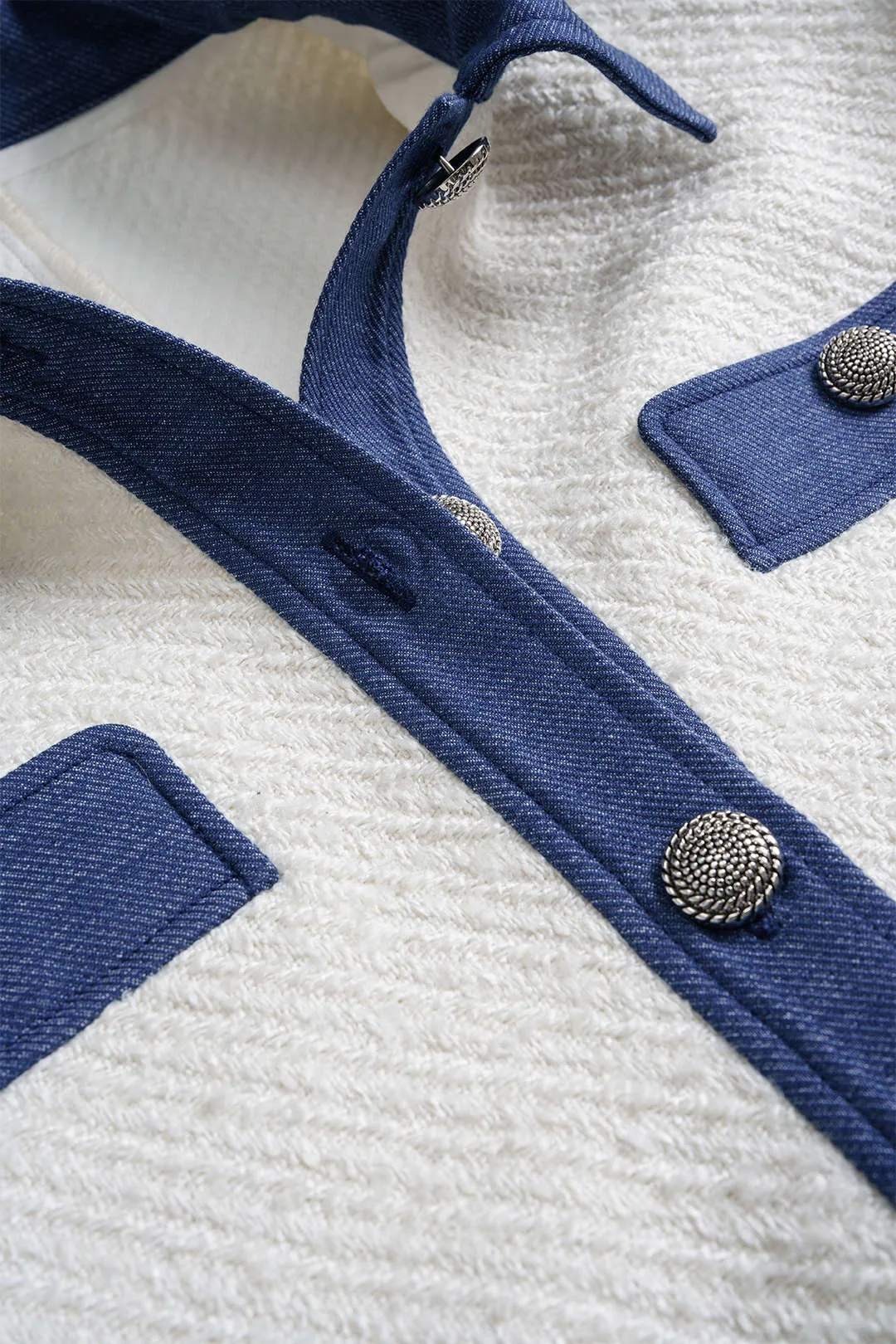 Denim Patchwork Button Blazer sold by Micas product image thumbnail 3