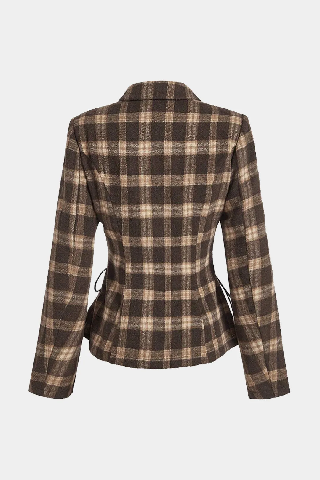 Plaid Print Drawstring Notched Lapel Blazer sold by Micas product image thumbnail 2
