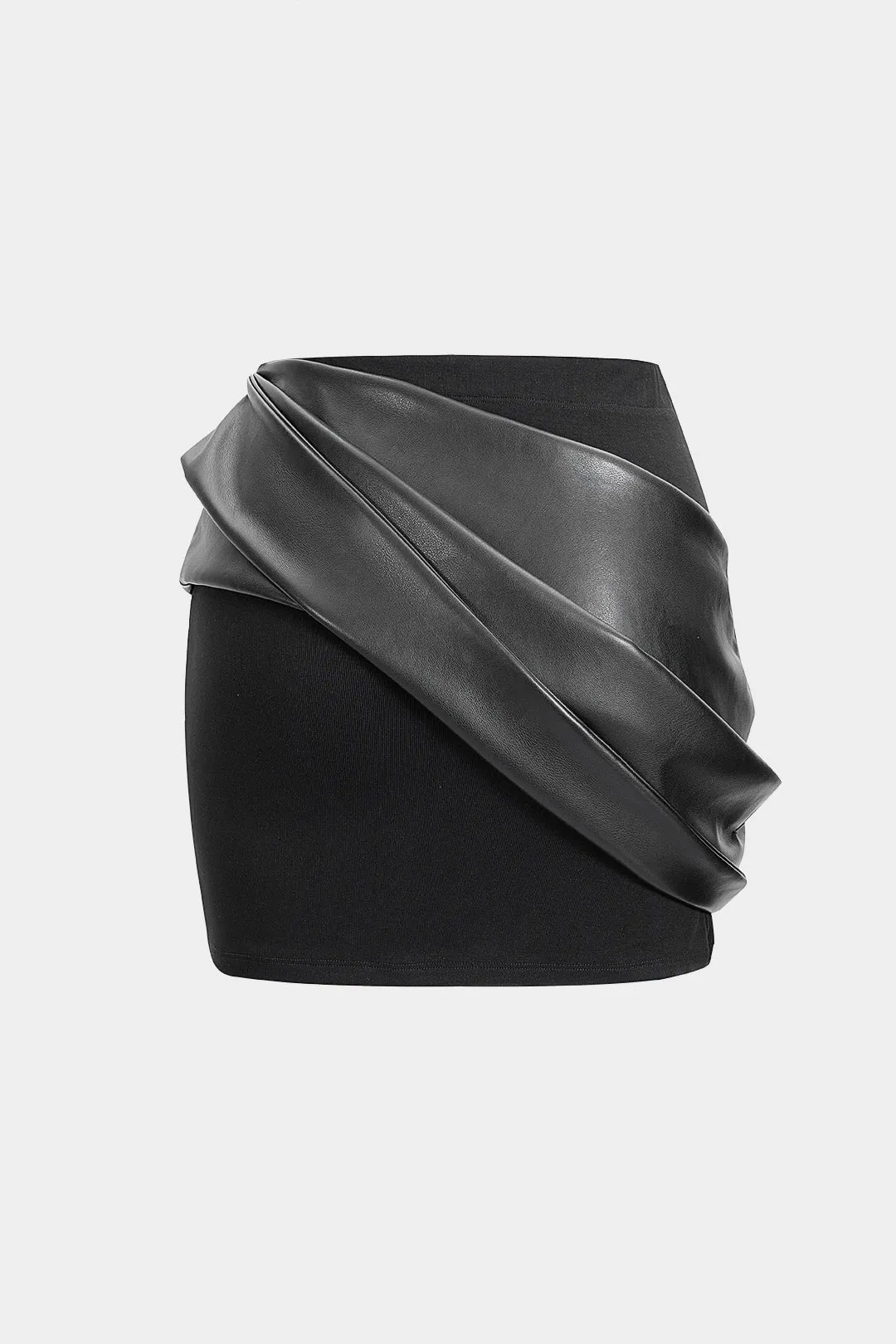 Faux Leather Patchwork Skirt sold by Micas product image thumbnail 2