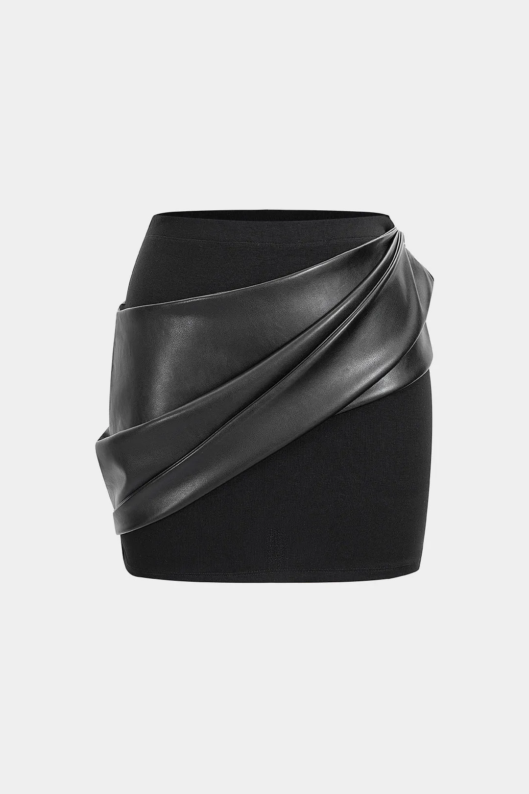 Faux Leather Patchwork Skirt sold by Micas