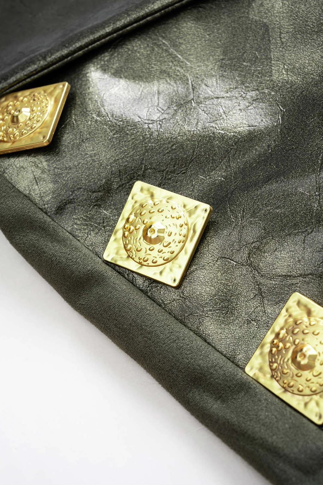 Faux Leather Patchwork Suede Metallic Decor High Waist Pants sold by Micas product image thumbnail 3