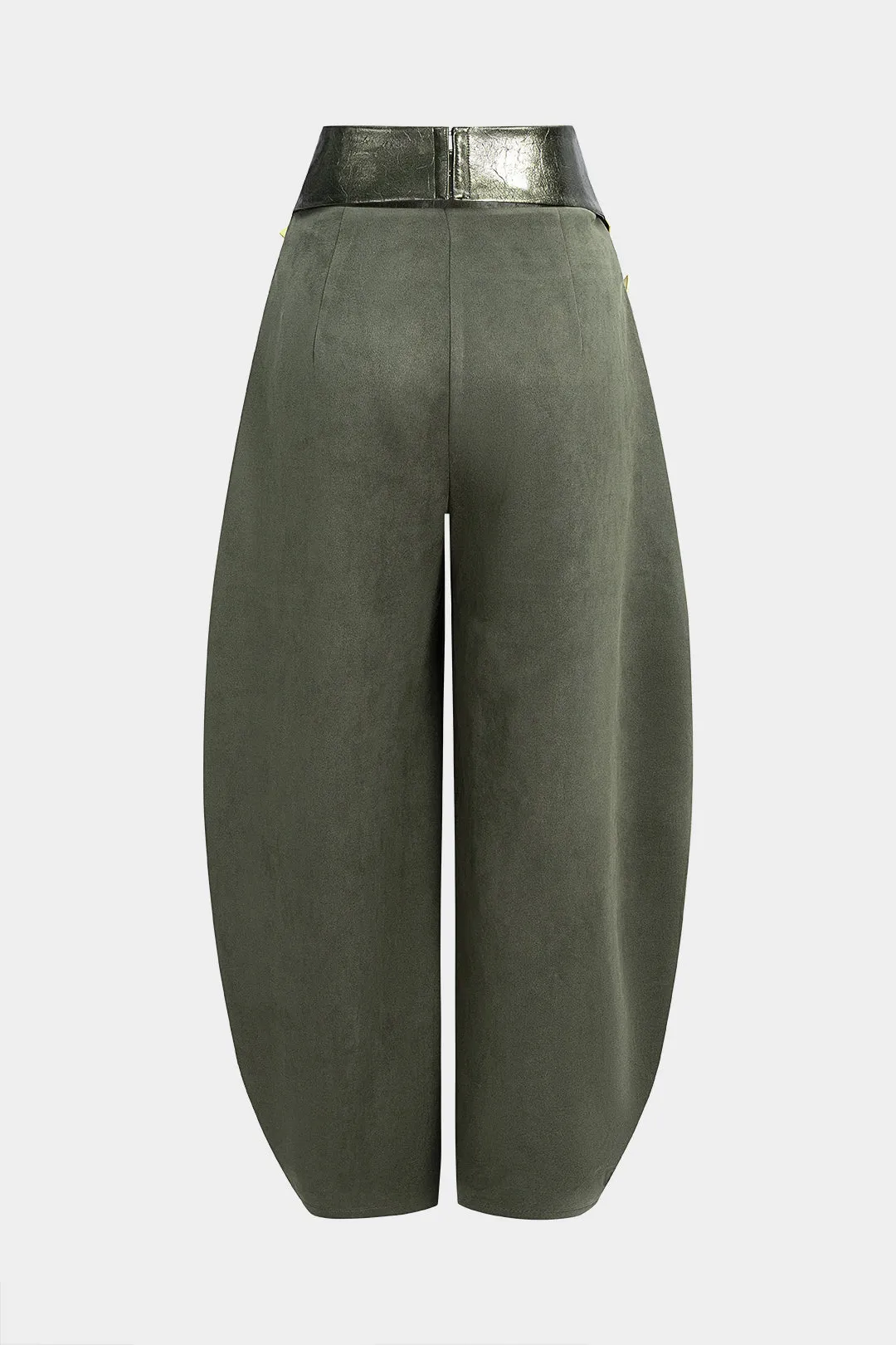 Faux Leather Patchwork Suede Metallic Decor High Waist Pants sold by Micas product image thumbnail 2