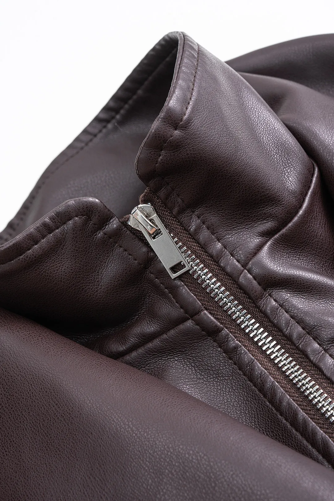 Faux Leather Shirred Zipper Jacket sold by Micas product image thumbnail 5