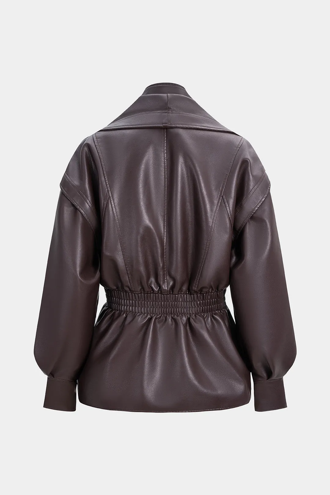 Faux Leather Shirred Zipper Jacket sold by Micas product image thumbnail 2