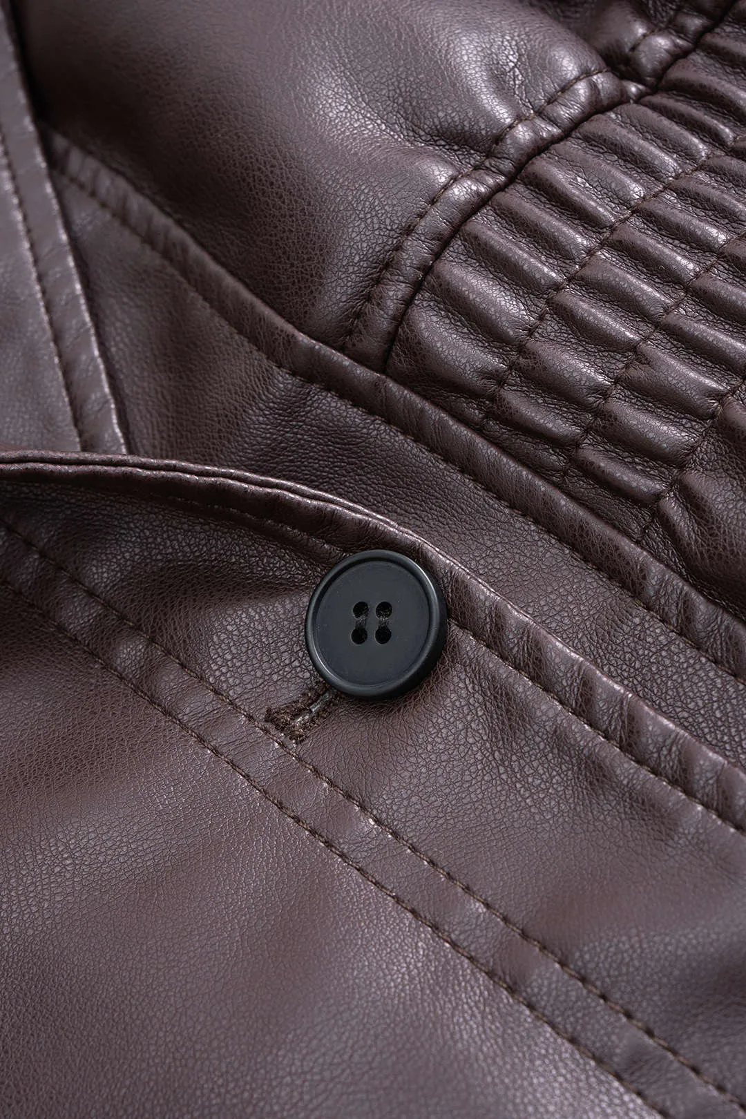 Faux Leather Shirred Zipper Jacket sold by Micas product image thumbnail 3