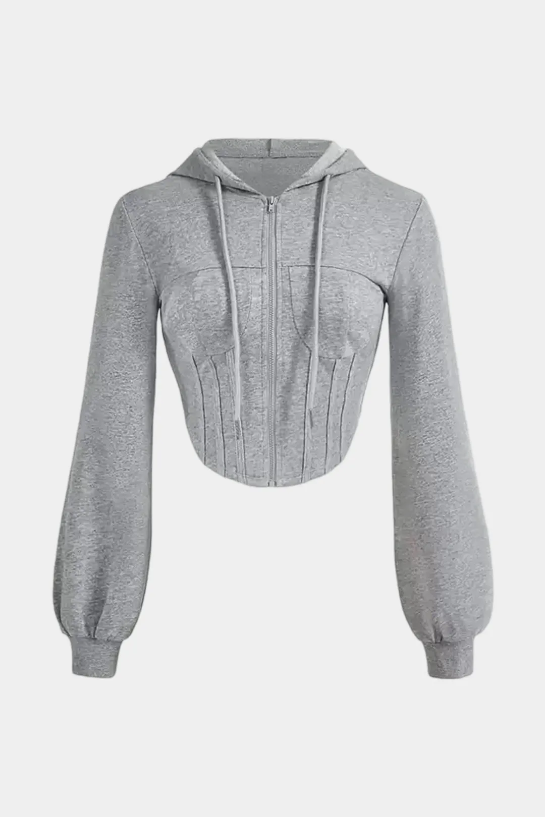 Hooded Zipper Corset Waist Sweatshirt sold by Micas