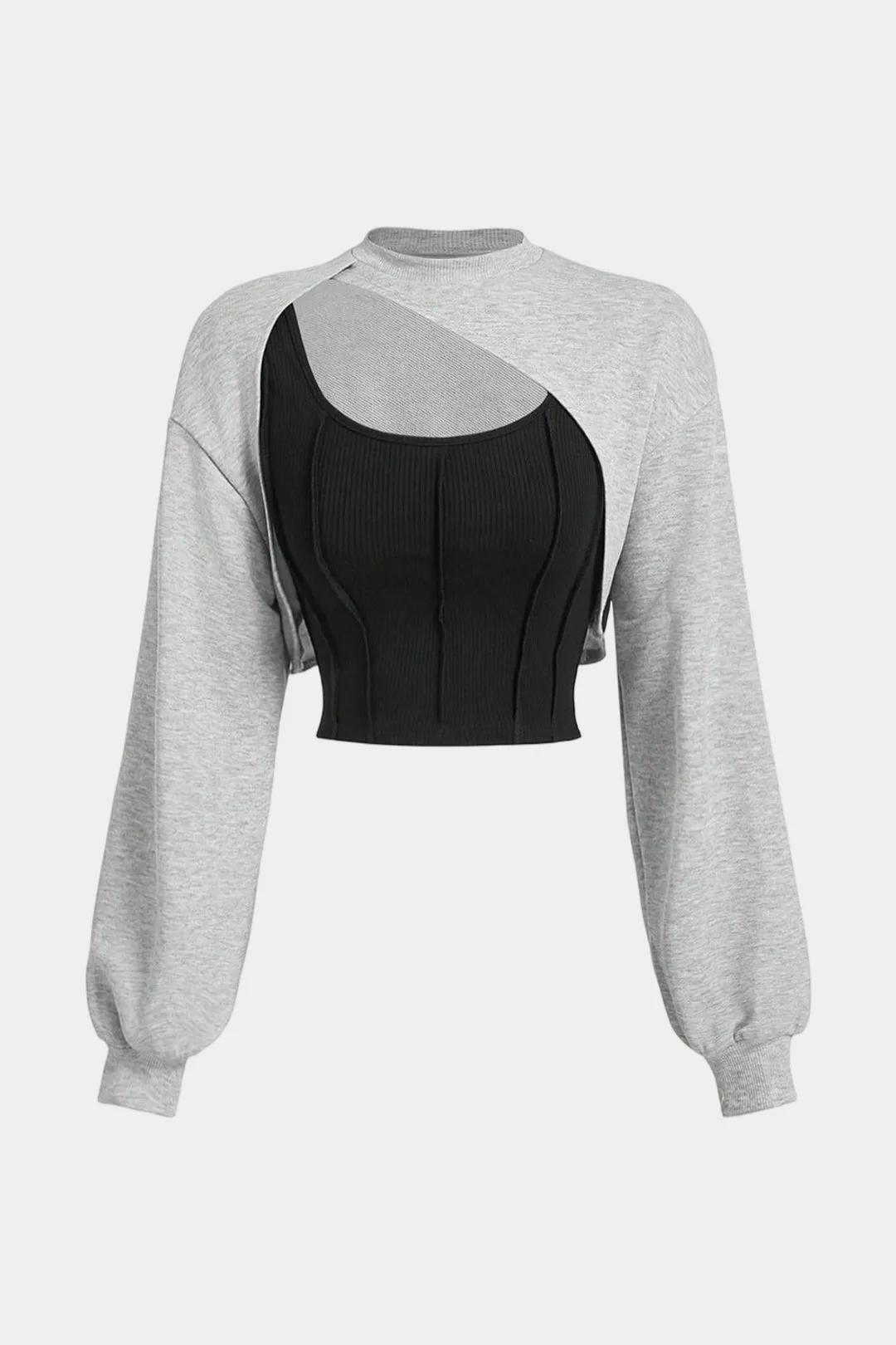 Contrast Asymmetrical Long Sleeve Sweatshirt sold by Micas