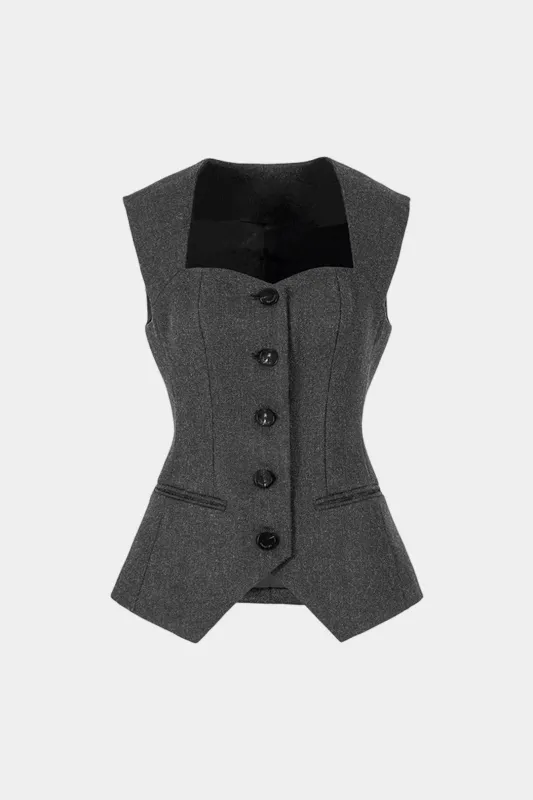 Solid Button Vest sold by Micas