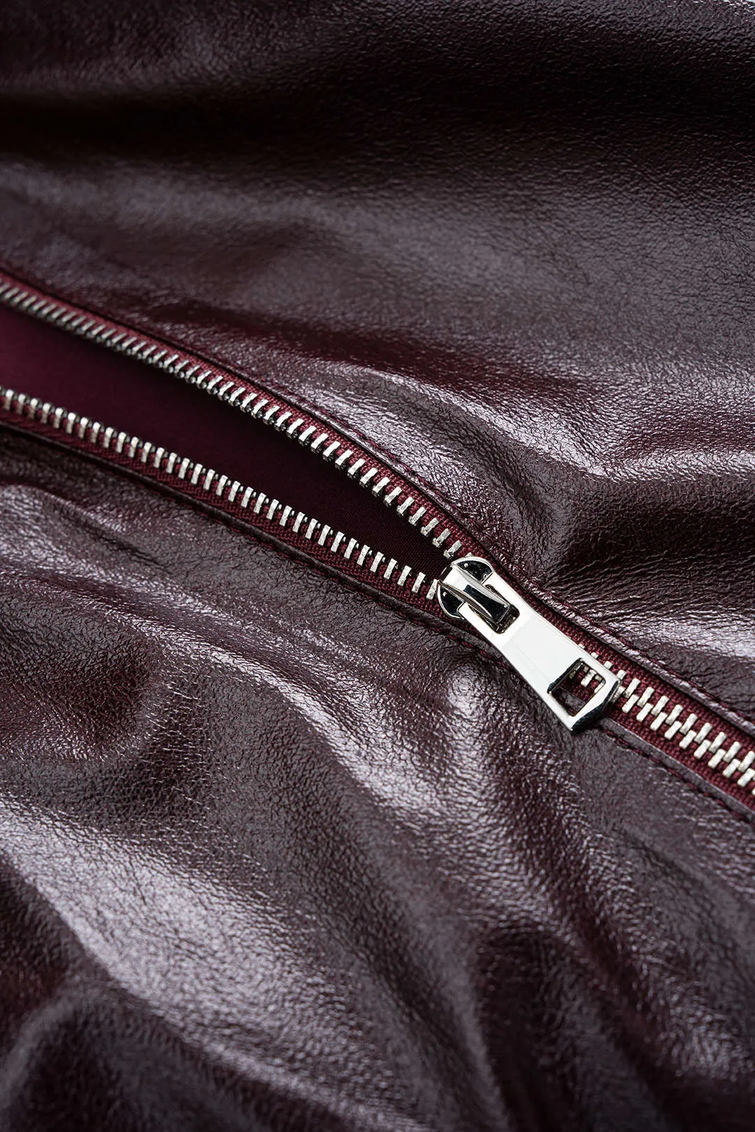 Faux Leather Ruched Waist-Cinching Zipper Jacket sold by Micas product image thumbnail 3