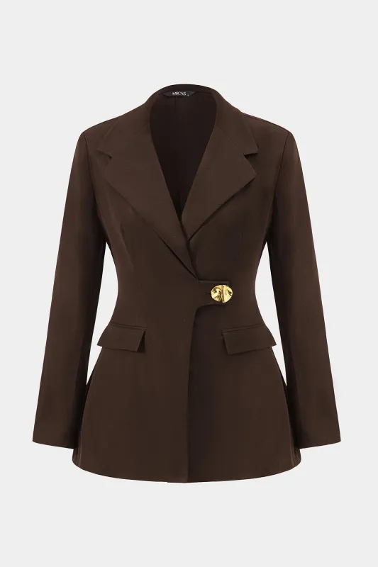 Plus Size Metallic Notched Lapel Blazer sold by Micas