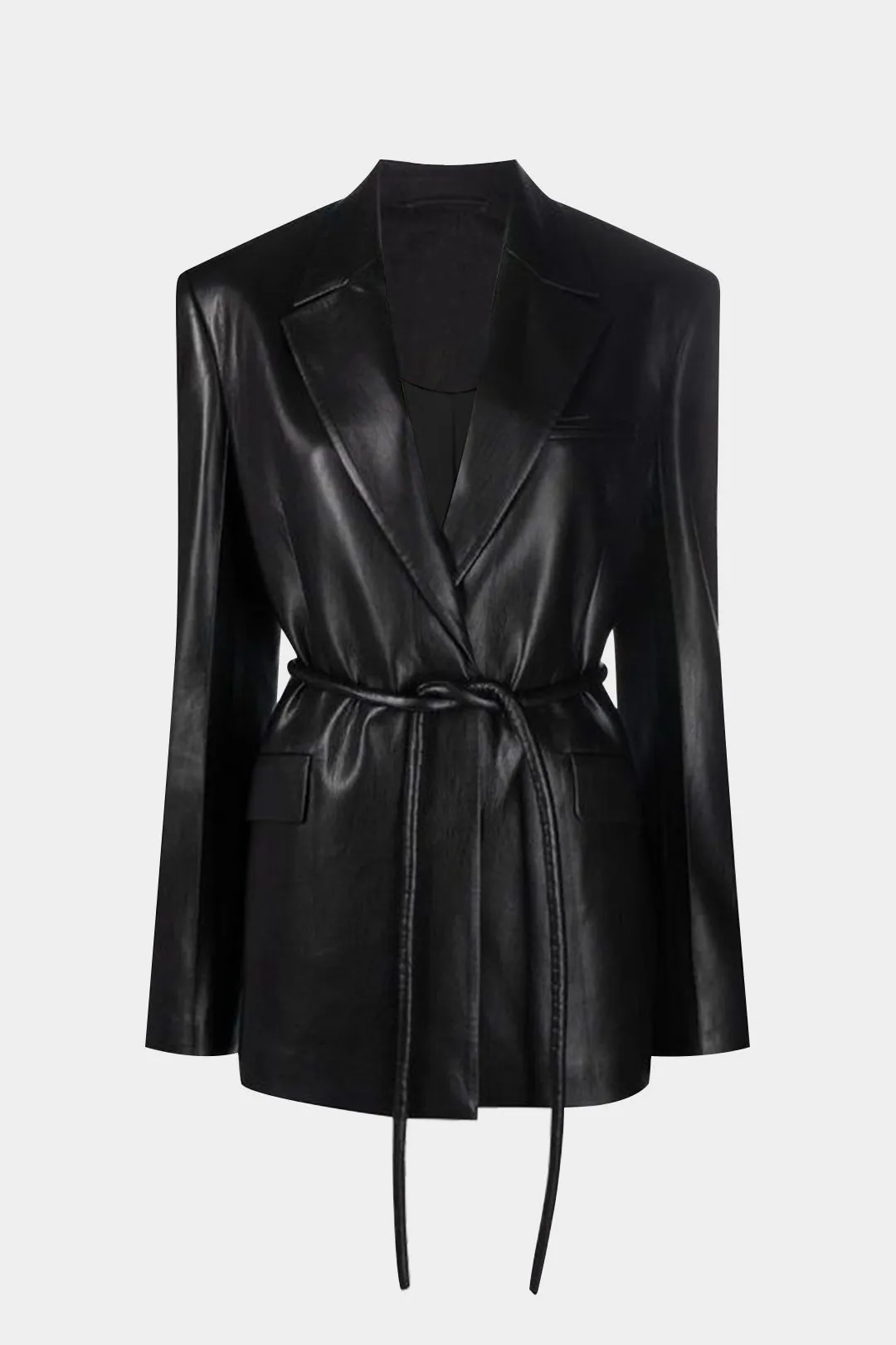 Faux Leather Belted Blazer sold by Micas