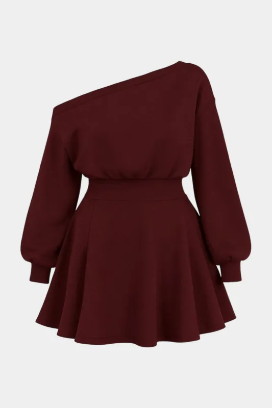 Plus Size One Shoulder Long Sleeve Mini Dress sold by Micas