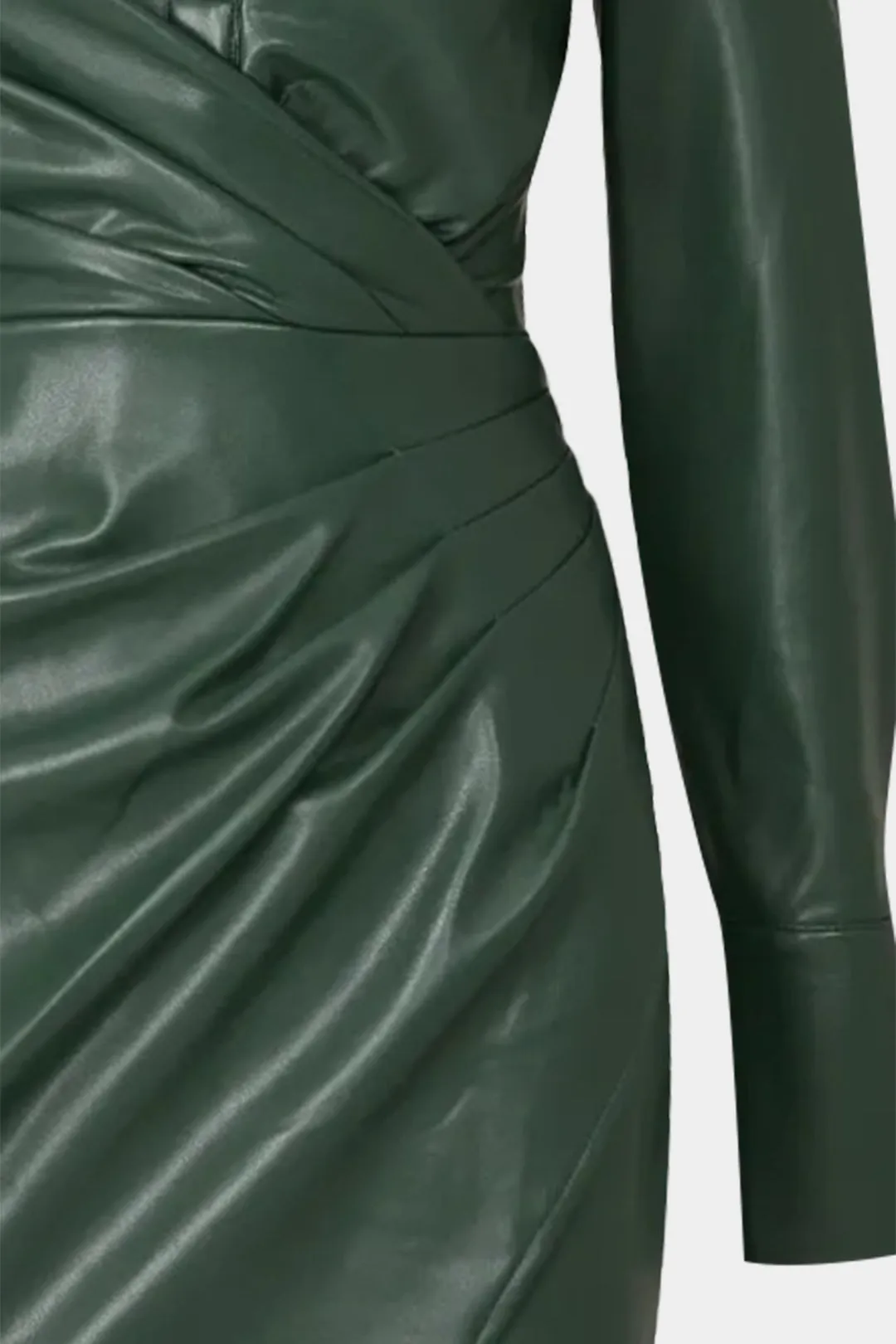Faux Leather Pleated Asymmetrical Long Sleeve Mini Dress sold by Micas product image thumbnail 2