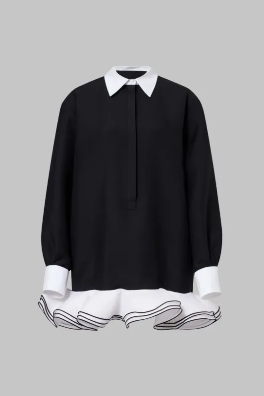 Contrast Ruffle Long Sleeve Mini Dress sold by Micas