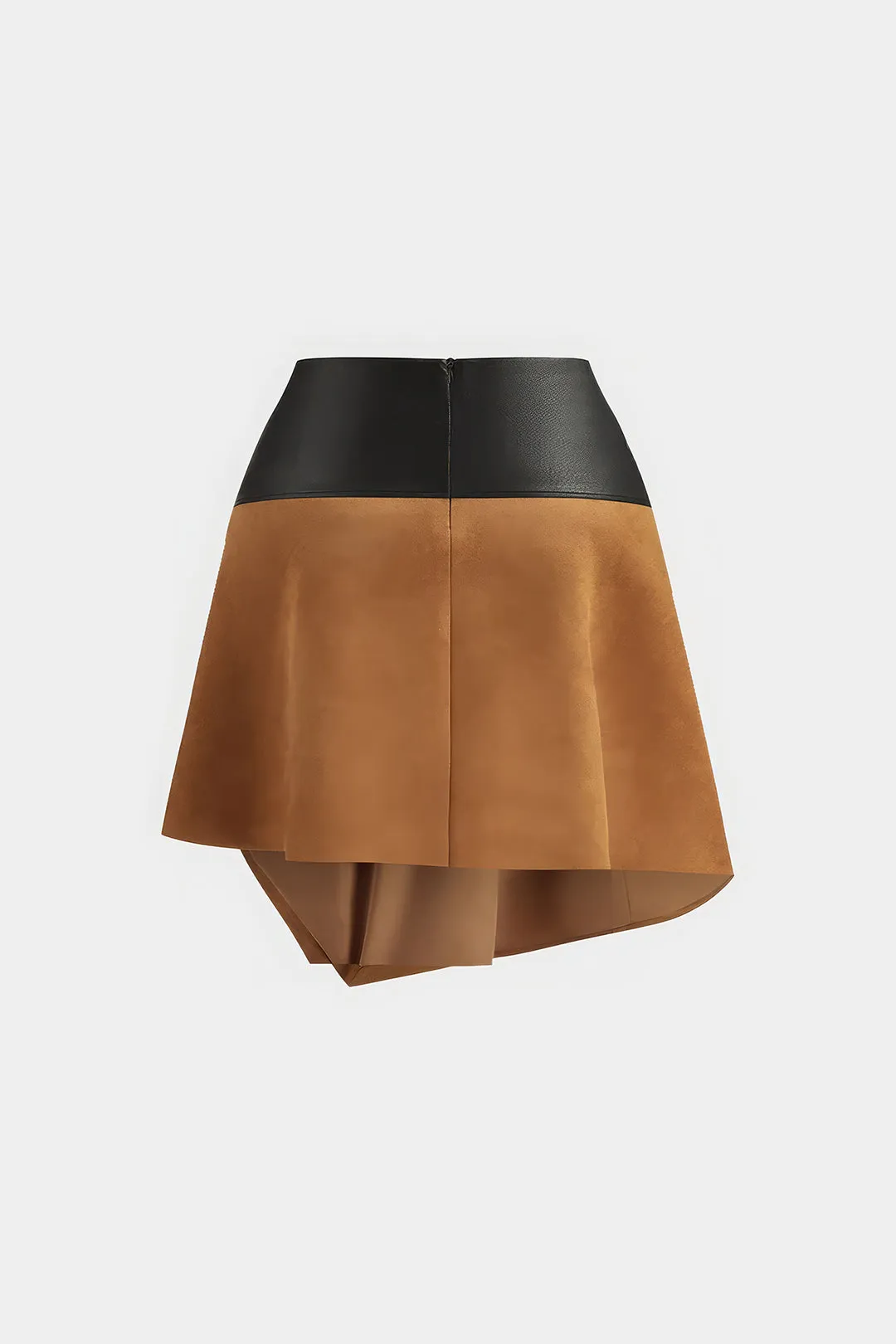 Faux Leather Suede Patchwork Skirt sold by Micas product image thumbnail 2