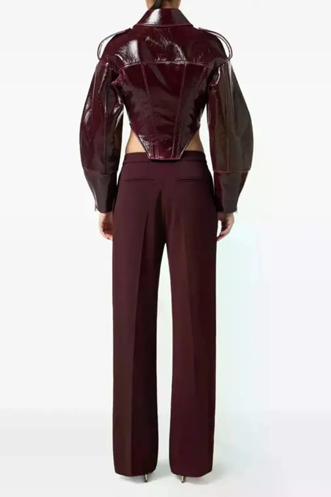 Faux Leather Zipper Waist-Cinching Jacket sold by Micas product image thumbnail 3