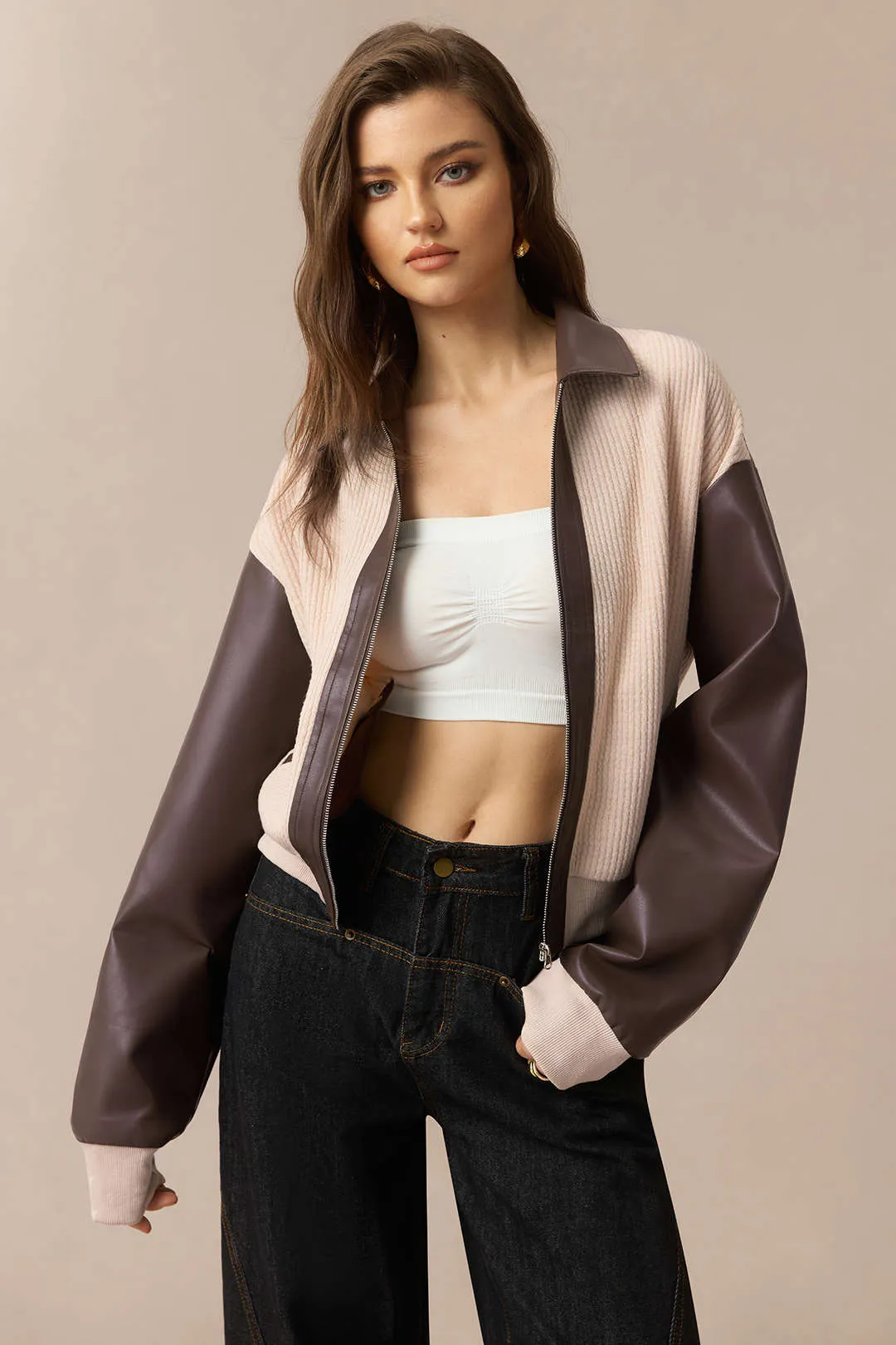 Faux Leather Zipper Pocket Jacket sold by Micas product image thumbnail 5