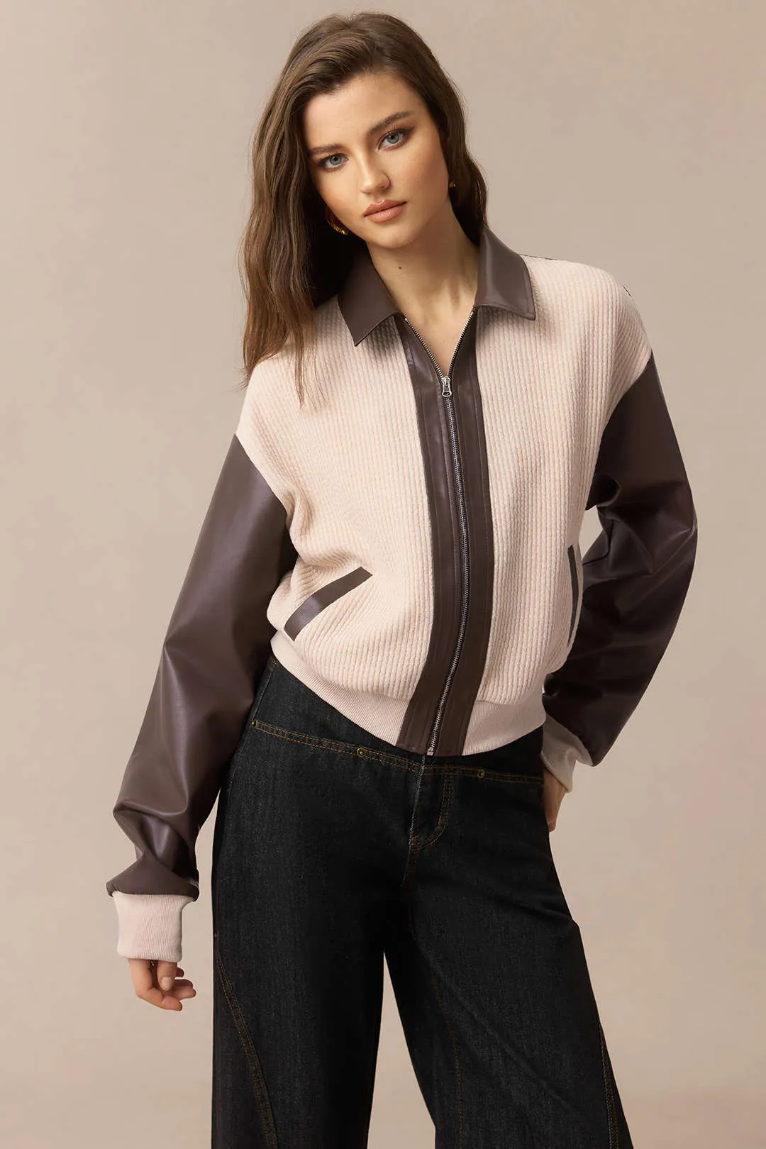 Faux Leather Zipper Pocket Jacket sold by Micas product image thumbnail 2