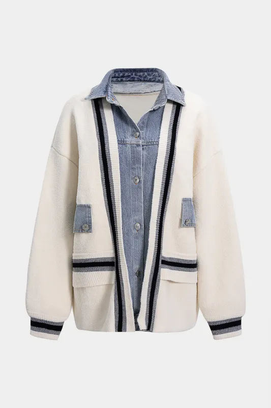 Knit Patchwork Sweater Cardigan sold by Micas