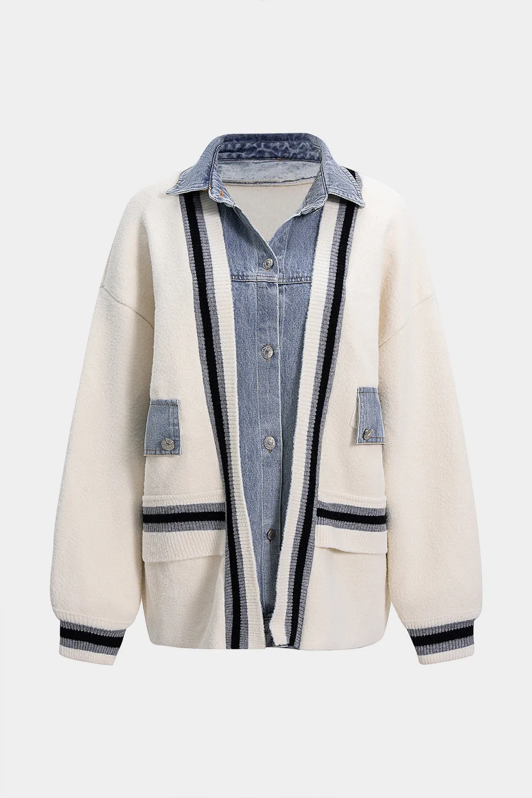 Knit Patchwork Sweater Cardigan sold by Micas