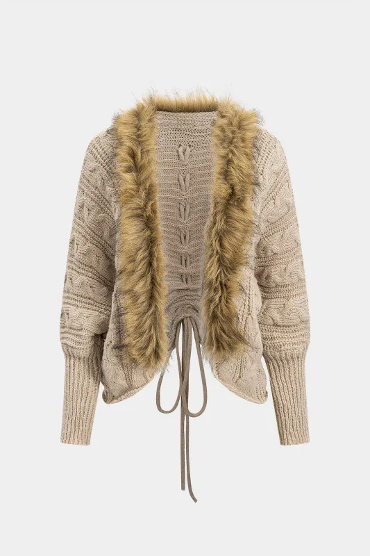 Cable Knit Drawstring Cardigan sold by Micas