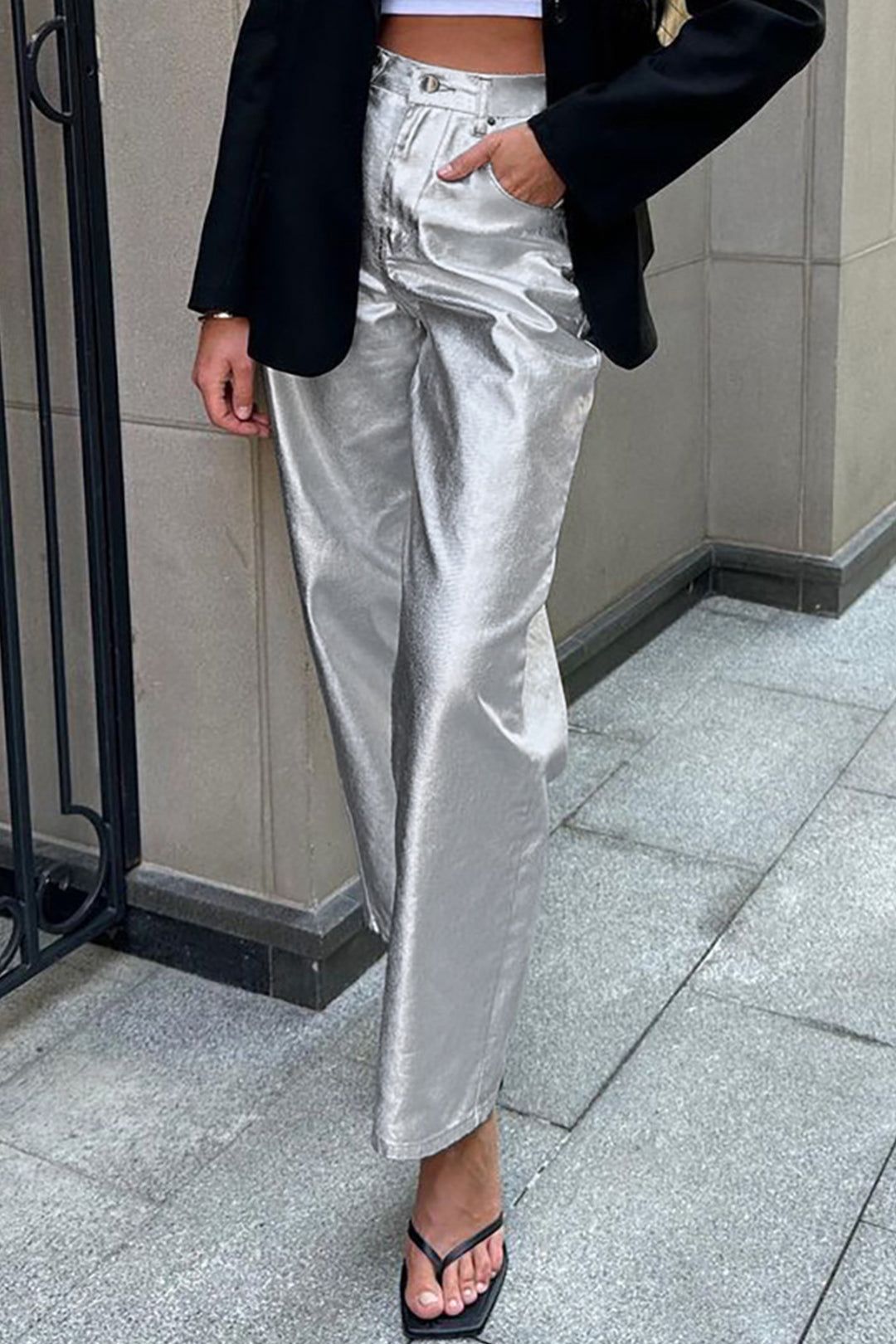 Faux Leather Straight Leg Pants sold by Micas