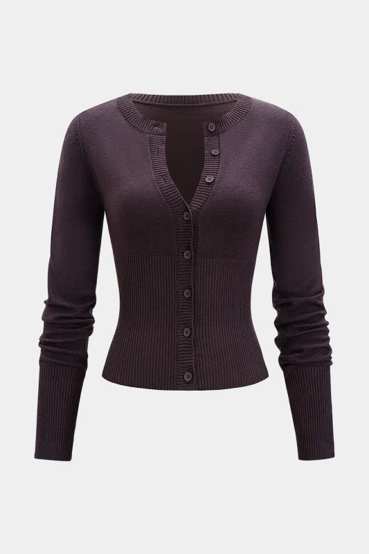 Button Detail Long-Sleeve Top sold by Micas