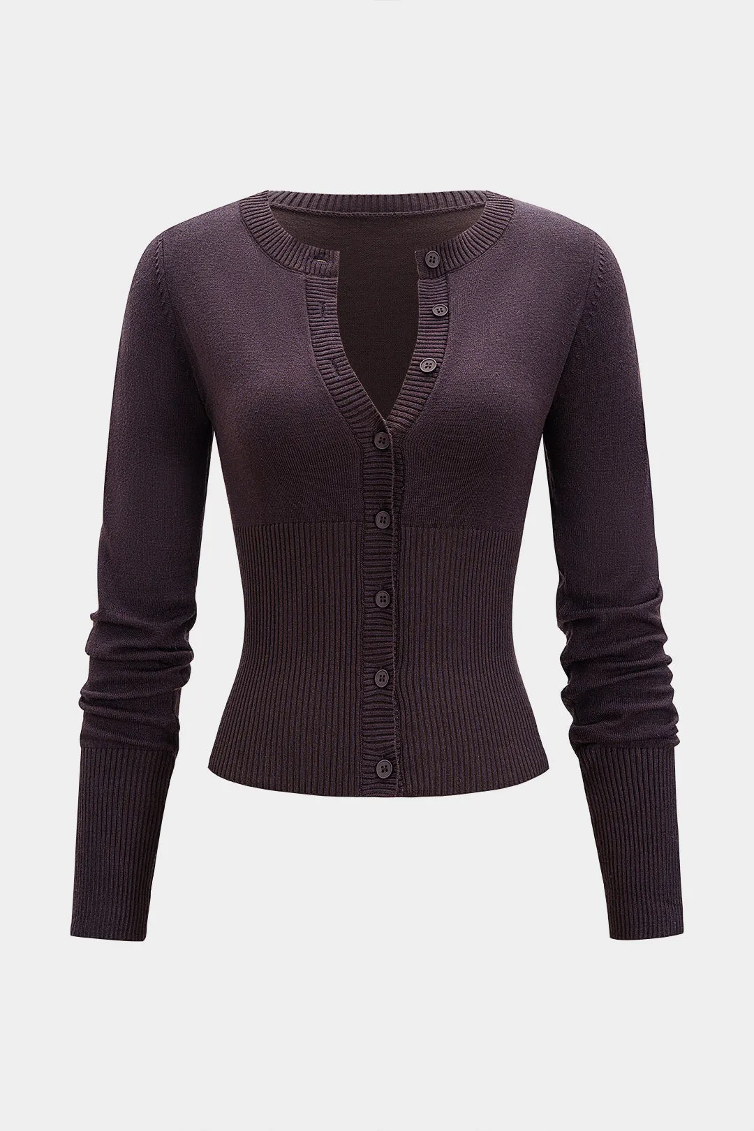 Button Detail Long-Sleeve Top sold by Micas