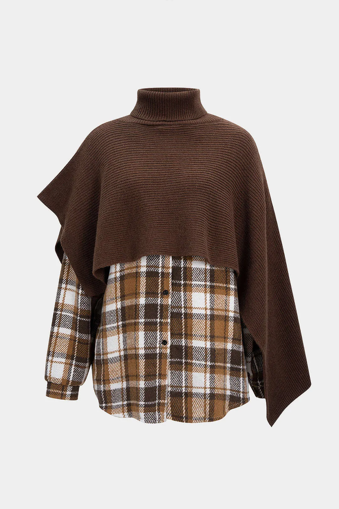 Plaid Print Knit Turtleneck Long-Sleeve Shirt sold by Micas