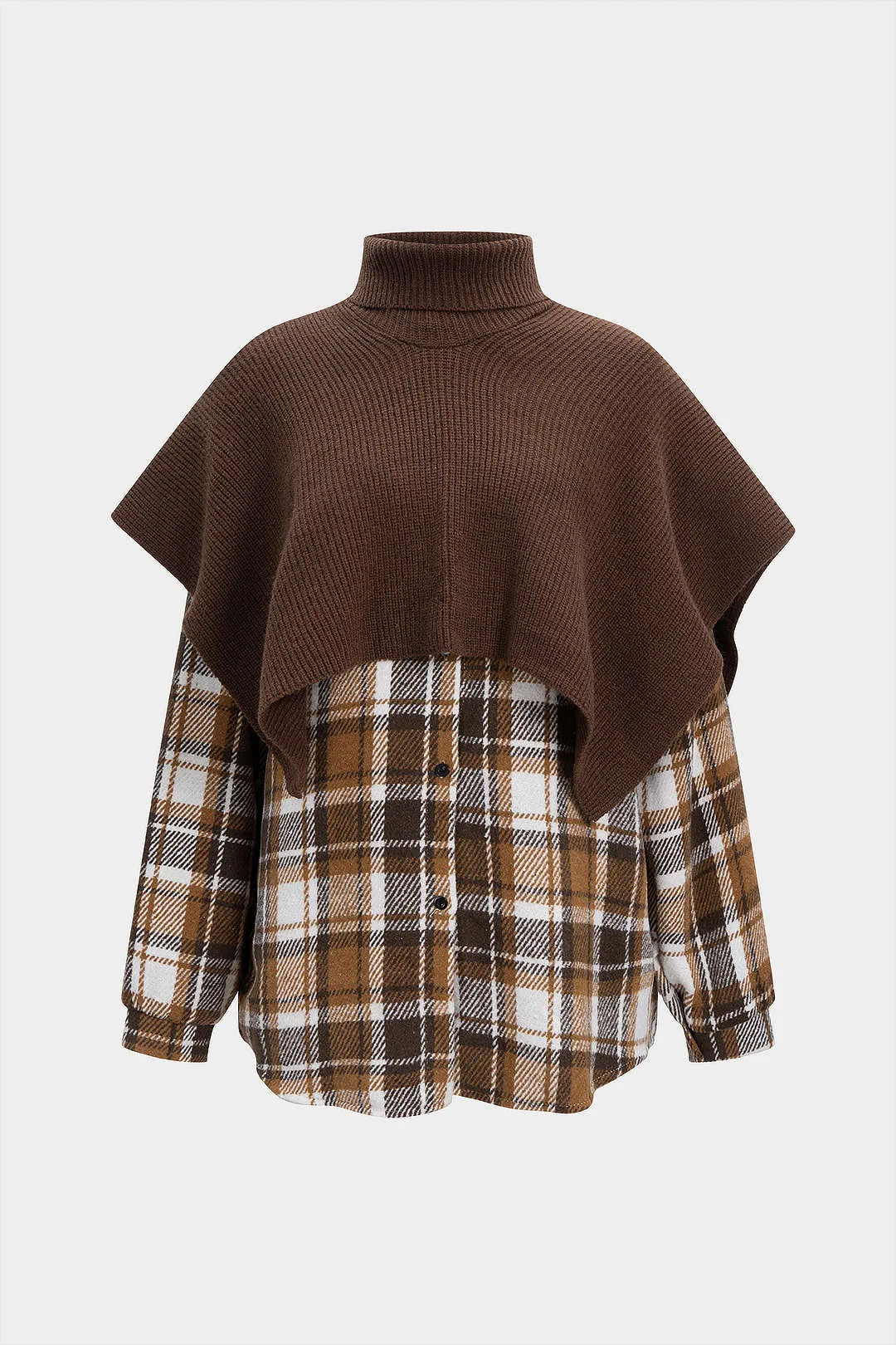 Plaid Print Knit Turtleneck Long-Sleeve Shirt sold by Micas product image thumbnail 3