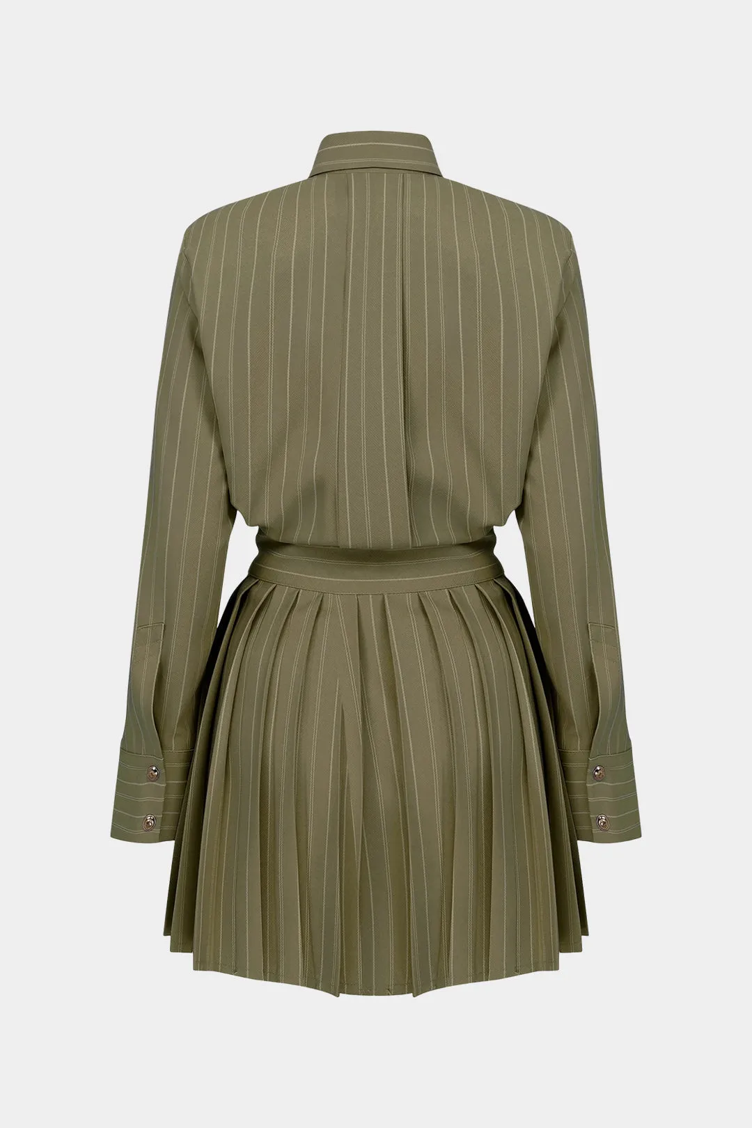 Stripes Print Button Long-Sleeve Top And Pleated Mini Skirt Set sold by Micas product image thumbnail 2