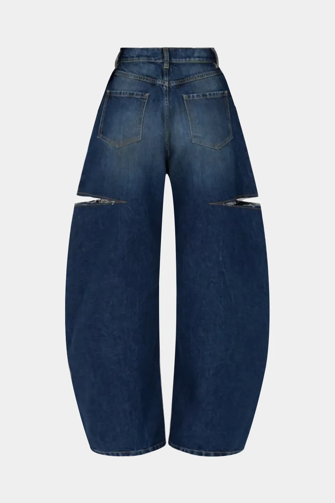 Denim Hollow Out Frayed Barrel Jeans sold by Micas product image thumbnail 2