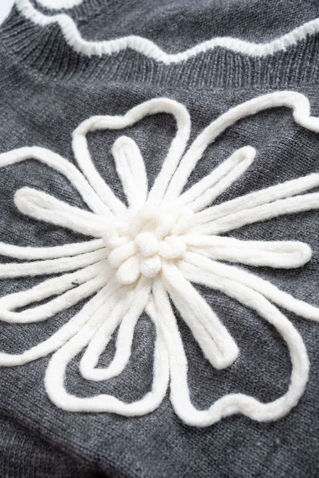 Knit 3D Flower Embroidery Button Cardigan sold by Micas product image thumbnail 4