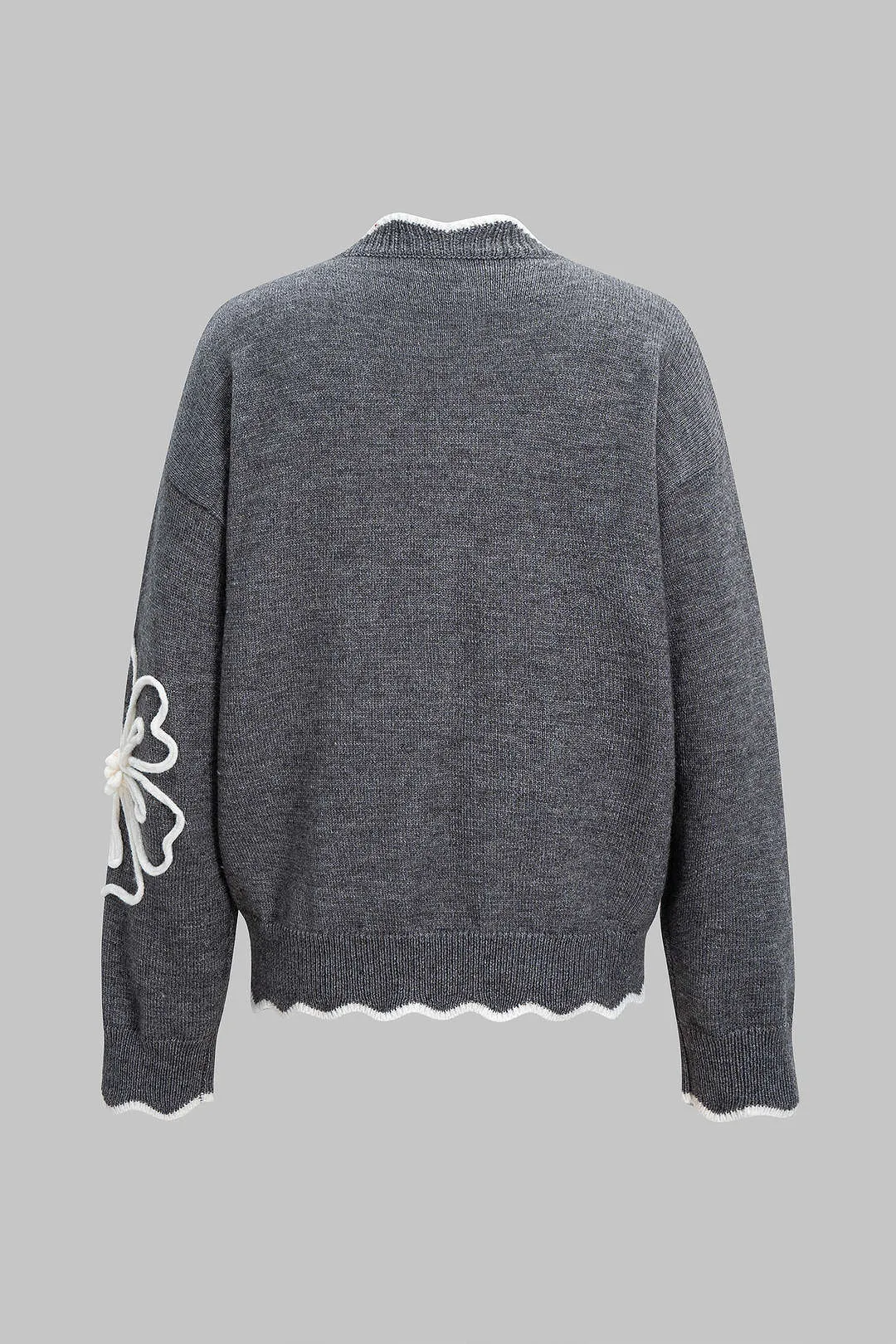 Knit 3D Flower Embroidery Button Cardigan sold by Micas product image thumbnail 3